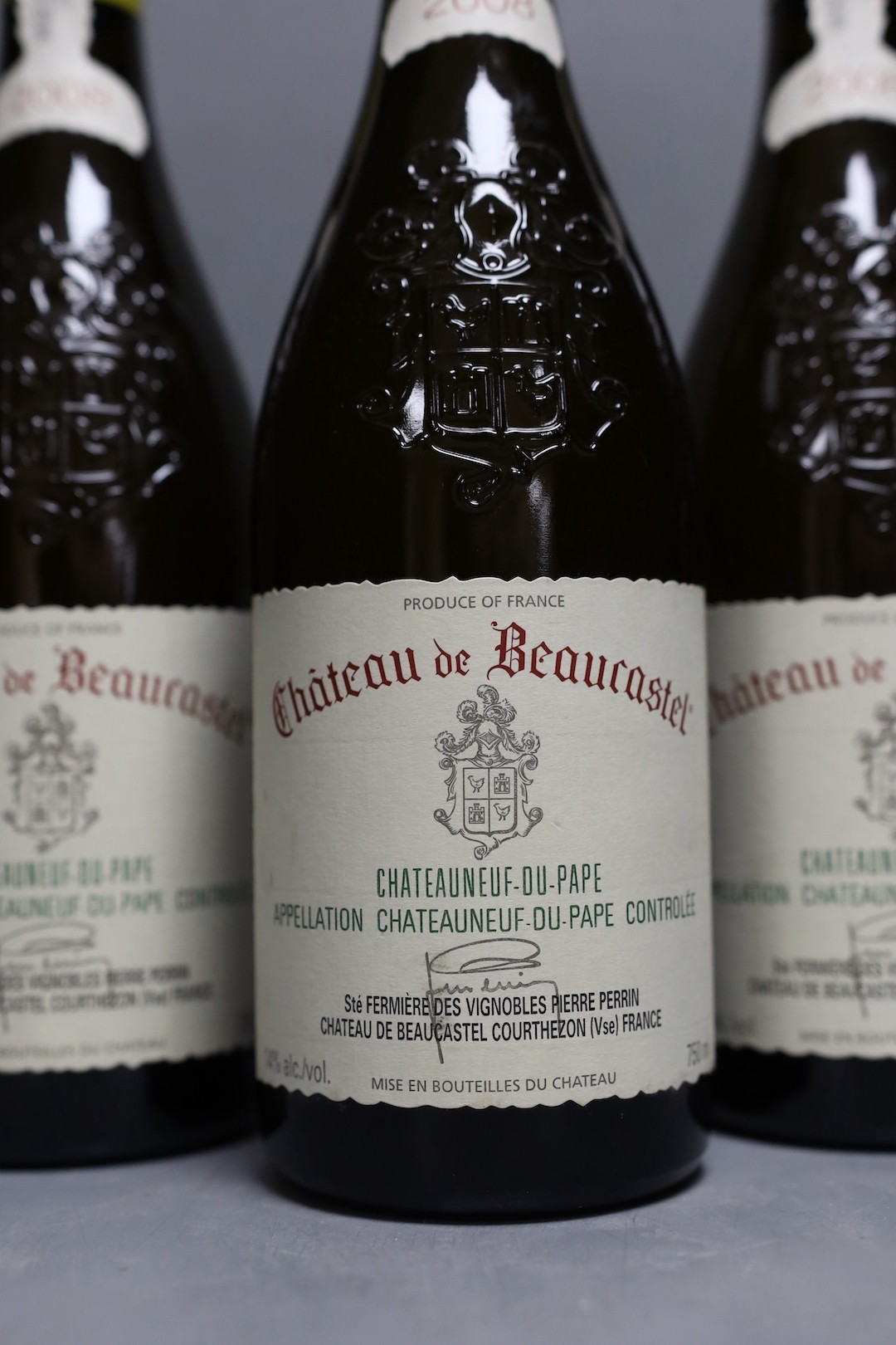 Three bottles Chateau de Beaucastel Chateauneuf-du-Pape Blanc (92pts Wine Spectator),2008, 75cl